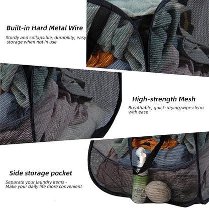 Collapsible Laundry Basket 90L, Foldable Mesh Pop-up Laundry Hamper