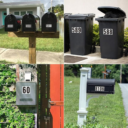3 Inch Adhesive Numbers for Mailbox, Vinyl Reflective Stickers, Self-Adhesive Decals, Pre-Spaced Signs for Outside, House, Trash Cans, Cars, Door (300 Numbers)