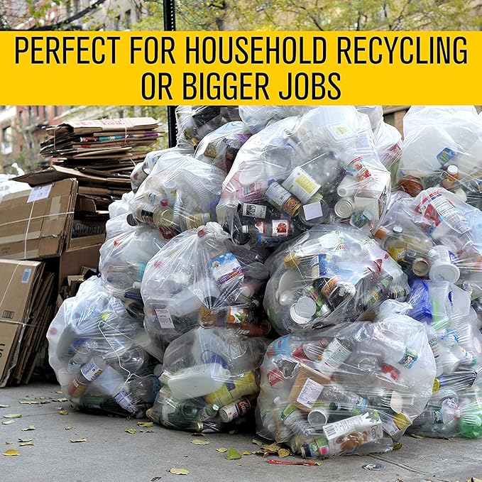 Aluf Plastics 45 Gallon 1.5 MIL Clear Garbage Bags