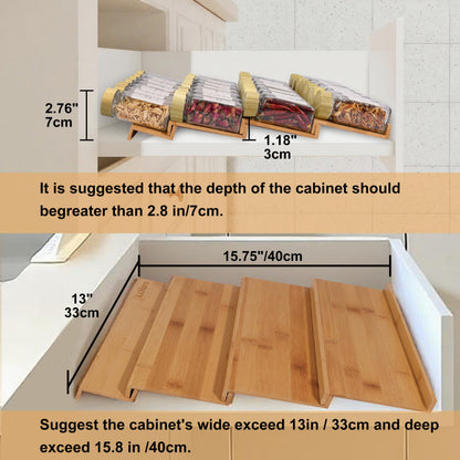 Spice Drawer Organizer with 24 Spice Jars and 216 Labels,Non-slip Rubber, Bamboo 4 Tier Spice Racks Tray Seasoning Containers for Kitchen Drawers,Cabinets,Countertops,13" Wide * 15.8" Deep