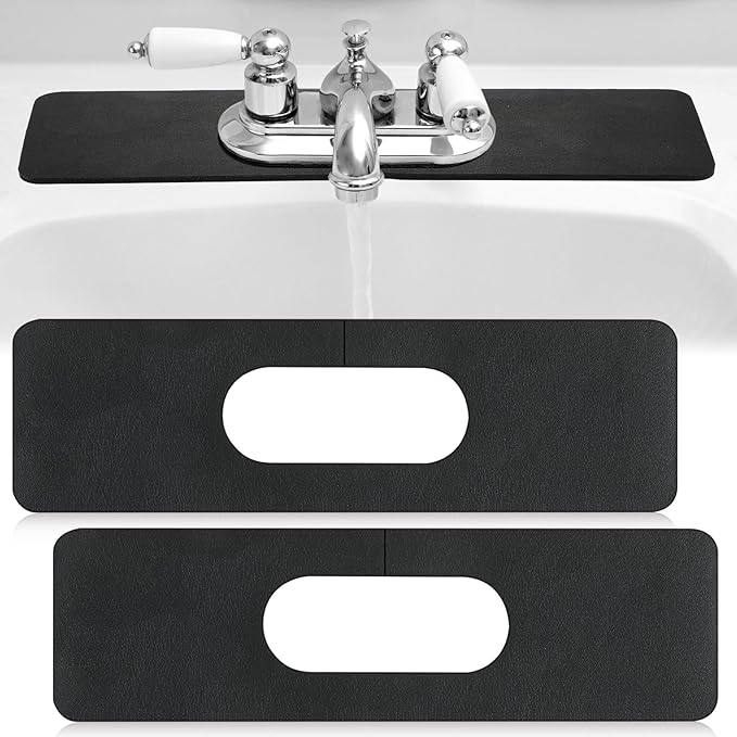 Tioncy 2 Pcs Faucet Mat Sink Splash Guard Oval-hole Oval Splash Pad