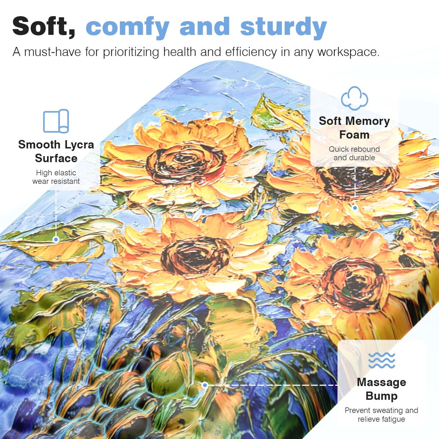 Ospelelf Mouse Pad with Wrist Rest Ergonomic Comfortable Pain Relief Mousepad Wrist Support for Computer Sunflower