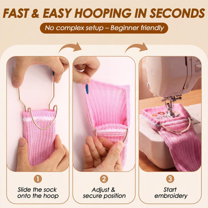 Boao Sock Hoop for Embroidery Machine – 3PCS Embroidery Hoops Kit (2 Adult + 1 Kids), Easy Hooping Aid for Socks, Embroideries Hoop Accessories for Socks, Sleeves & Embroideries Machine