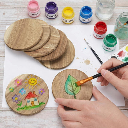 ZEAYEA 36 Pack Acacia Wood Coasters, 3.7 Inch Round Unfinished Wood Cup Coasters for Drink with Non-Slip Dots, Blank Wooden Slices for Crafts, Painting, Writing, Staining, Engraving, Home Decoration