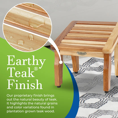 EcoDecors Teak Shaving Stool – 12" x102x12 Compact Shower Step Small Teak Foot Stool for Shaving Legs | Water-Resistant | Non-Slip Bathroom Step for Women
