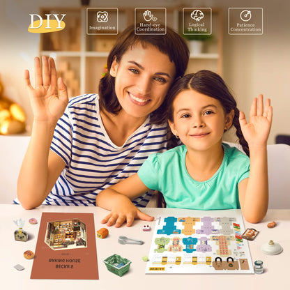 ROBOTIME DIY Miniature Dollhouse Wooden Miniature Furniture Kit