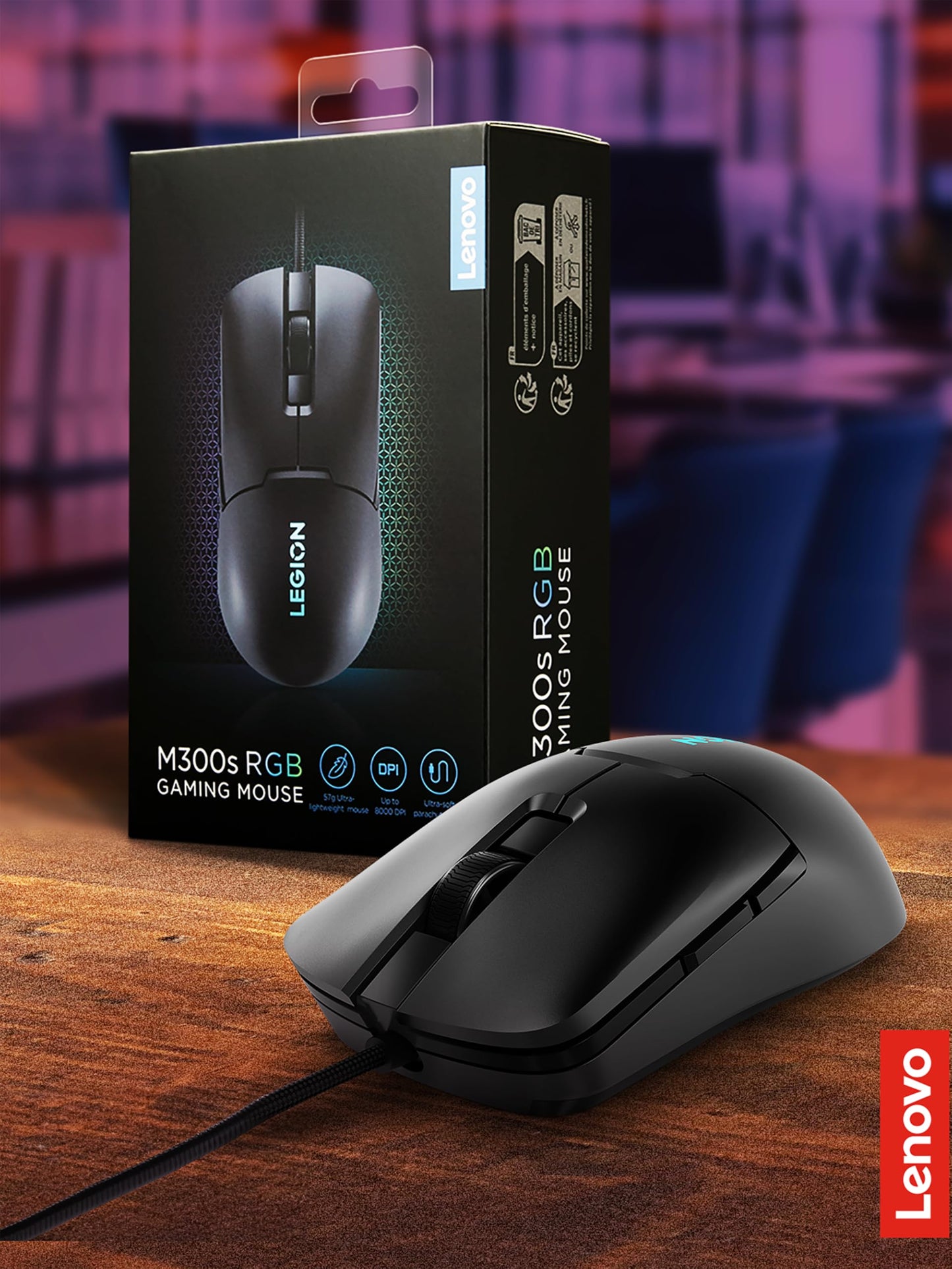 Lenovo Legion M410 Wireless RGB Gaming Mouse – 6 Button Palm Grip Mouse with 16,000 DPI, 53 Hour Rechargeable Battery, 2-Zone RGB Lighting, NVIDIA Reflex Compatible