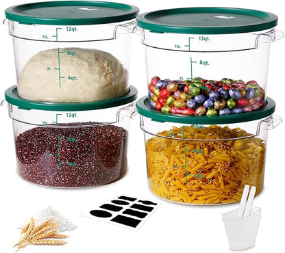 12QT NSF Food Storage Containers: 8 PCS Commercial Clear Round Food Storage