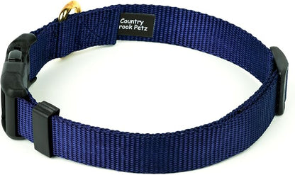 Country Brook Petz - Everyday Nylon Dog Collar and Leash - 10+ Cool Colors (3/4 Inch, Small, Navy Blue)