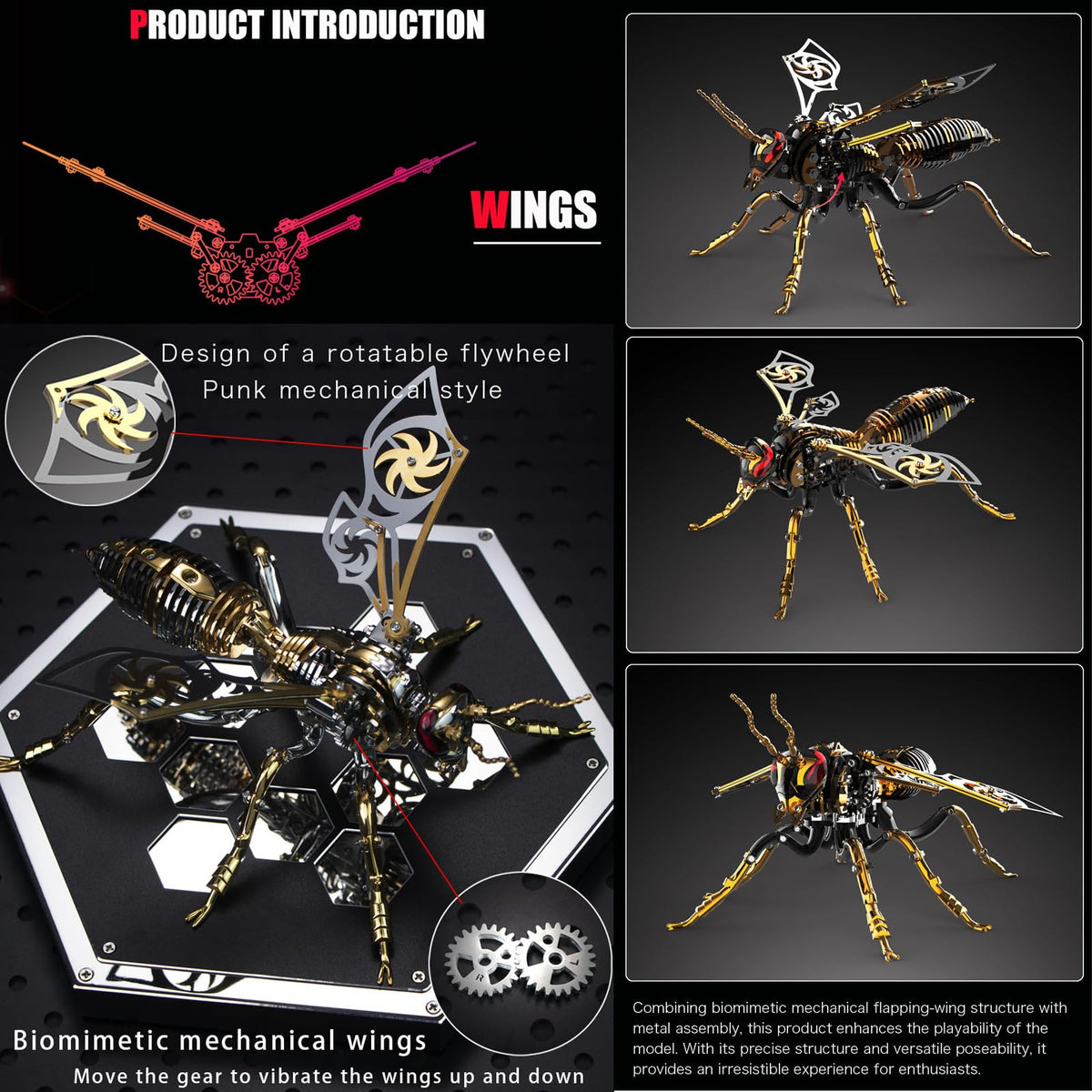 3D Metal Puzzles for Adults Mechanical Wasp Model Kits Building Blocks the Northern Giant Hornet Difficult DIY Assembly for Men