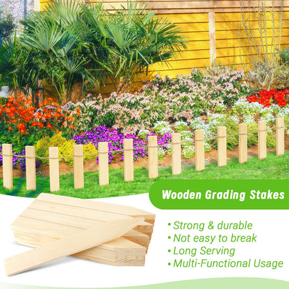 UCandy 24 Pack Wooden Garden Stakes, 12" Survey Grading Stakes, Garden Ground Stake with Sharp Point, Fir Wood Plant Support Stake, Sign Posts for Silt Fence Backyard Boundaries Baselines