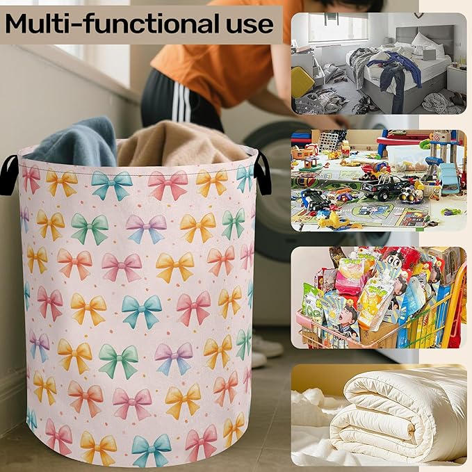 Colorful Bow Foldable Laundry Hamper