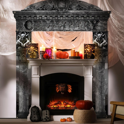 HunnmingRe 3 Pcs Halloween Cemetery Archway Halloween Cemetery Banners Gothic Outdoor Banners Sign Banner Decorations for Outdoor Party Supplies (Classic)