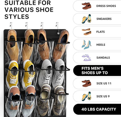 Simple Houseware 24 Pockets Large Clear Pockets Over The Door Hanging Shoe