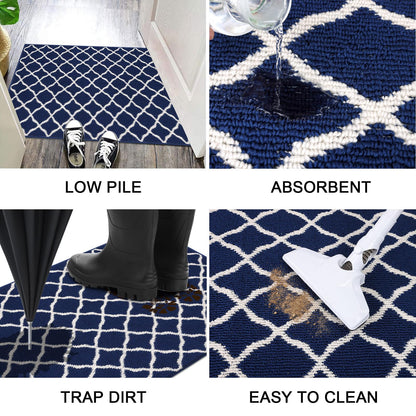 SHACOS Large Door Mat 3'x5' Indoor Washable Front Door Mats, Navy Blue