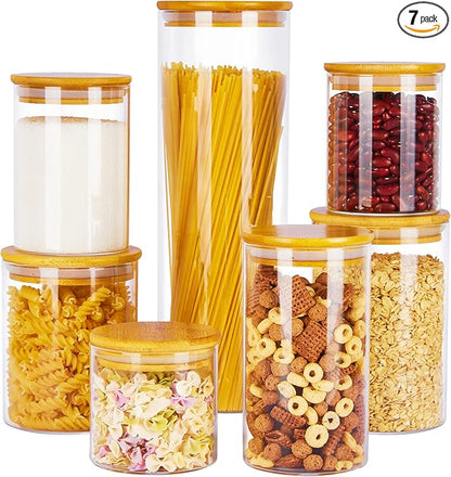 Vtopmart Glass Food Storage Jars, 7 Pack Kitchen Containers