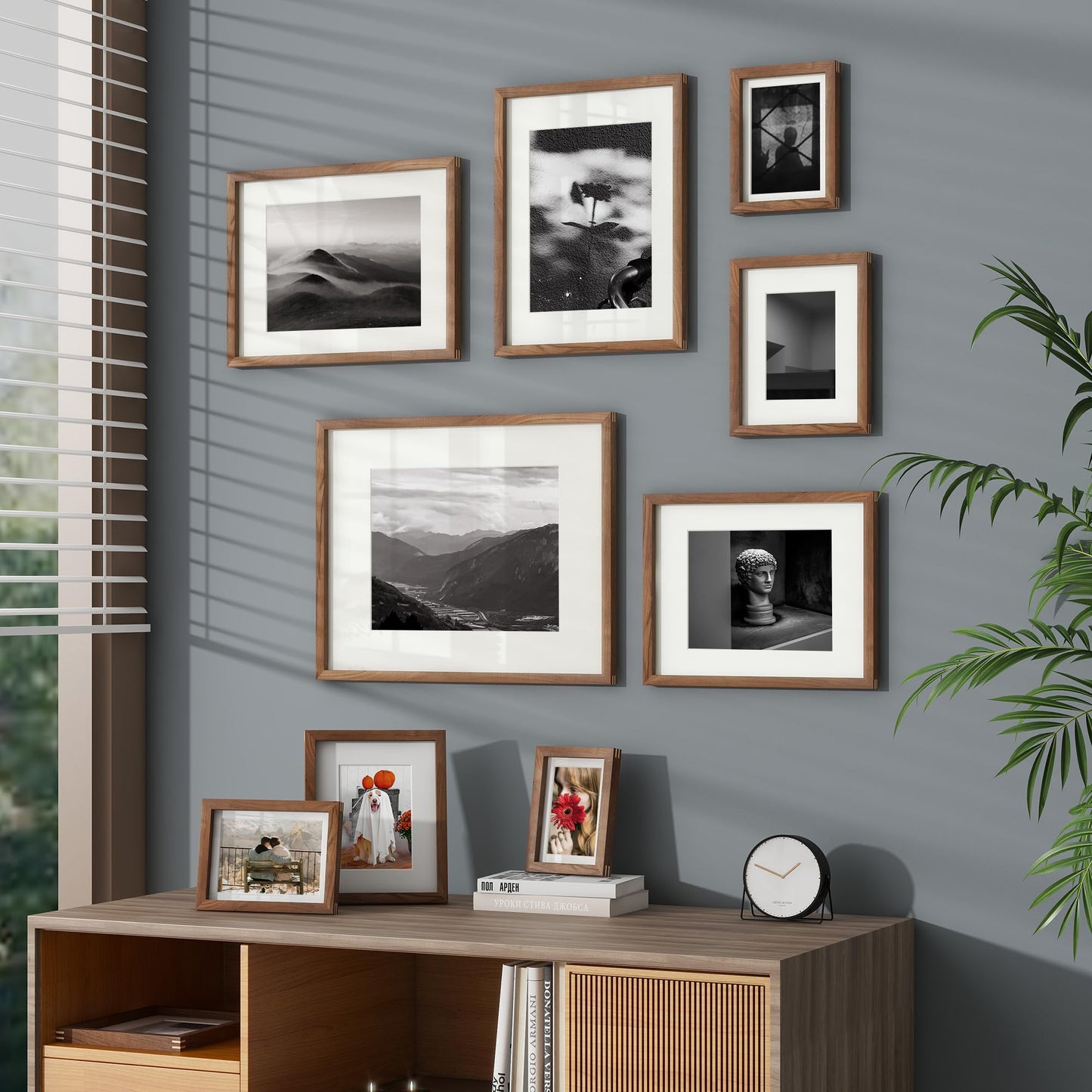 8x10 Picture Frame, USA-Sourced Natural Walnut Wood Photo Collage Frame with HD Tempered Glass, Modern Simple 8 x 10 Wooden Frame Matted to 5x7, Gallery Wall Frames for Art, Wall or Tabletop Display