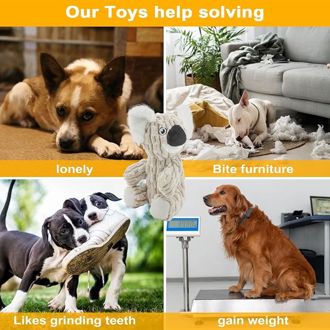 HDSMNGY Dog Toys for Aggressive Chewers, Durable Plush Rope Dog Toy with Squeaky, Interactive Tug Toy for Small Medium Dogs, Teeth Cleaning & Boredom Relief