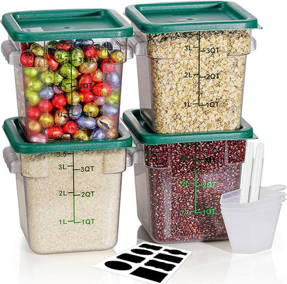 8QT Clear Food Storage Containers: 4 PCS NSF Food Storage Containers