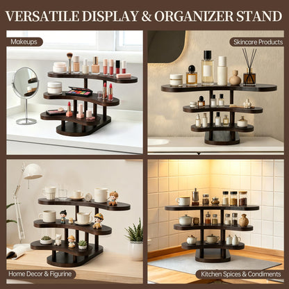 TURSTIN Wooden Perfume Organizer 3 Tier Cologne Organizer for Men Tiered Risers Display Stands Cupcake Stand Holder Wood Tabletop Displays Rack Vendor Booth Display Shelf for Desserts, Makeup, Figures