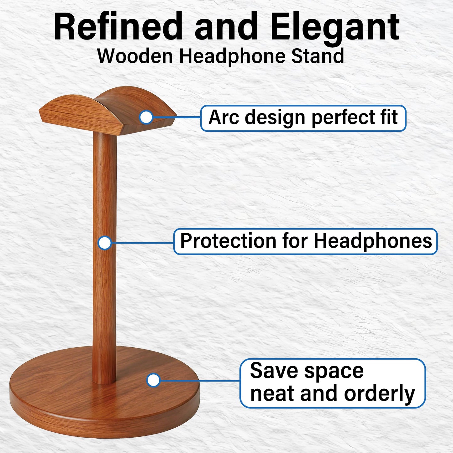 URANT Solid Walnut Wood Headphone Stand with Storage Base - Universal Wooden Headset Holder for Gaming & Office - Compatible with Bose,Sony,Sennheiser,Razer,Beats,PS5