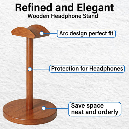 URANT Solid Walnut Wood Headphone Stand with Storage Base - Universal Wooden Headset Holder for Gaming & Office - Compatible with Bose,Sony,Sennheiser,Razer,Beats,PS5