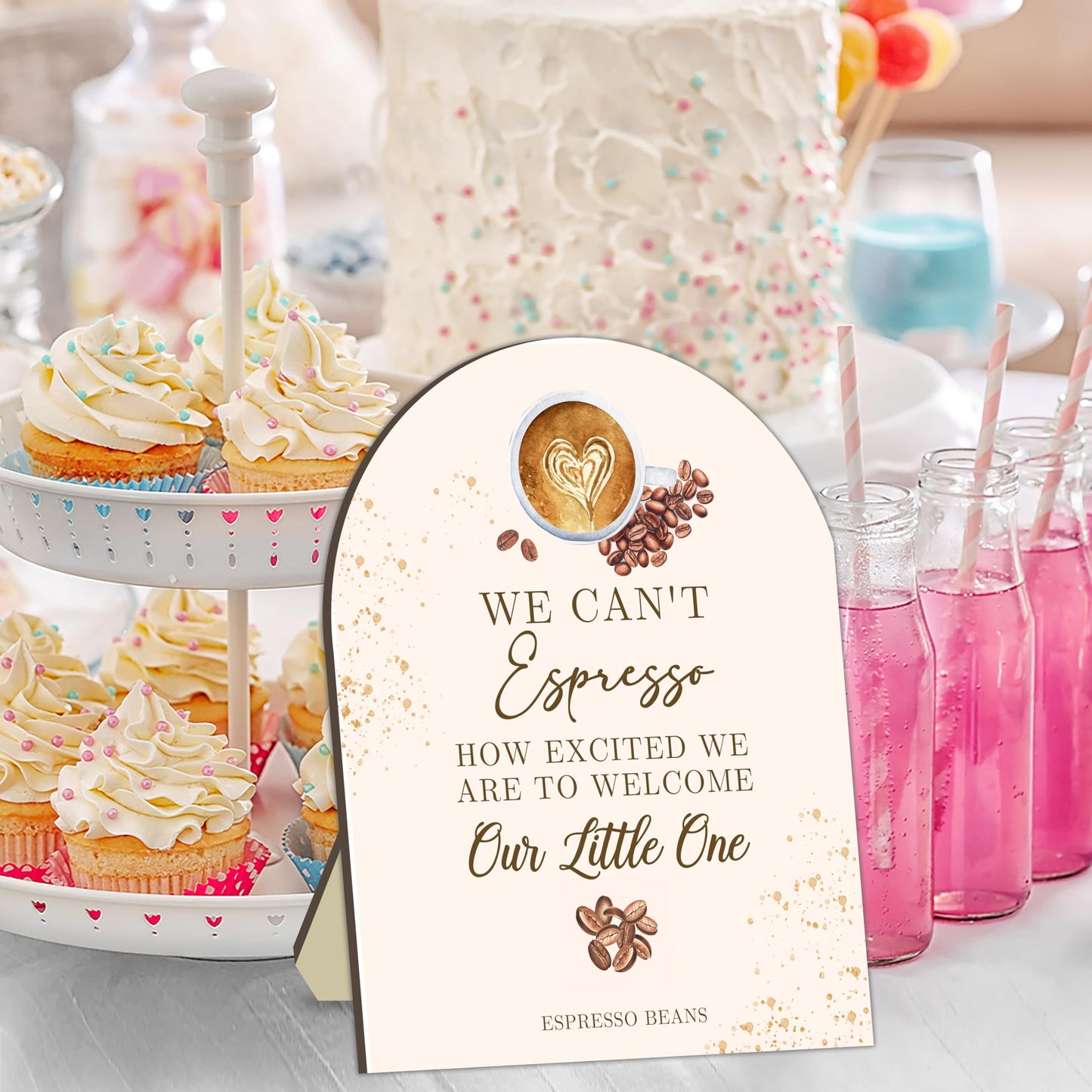 Coffee Bar Wooden Table Sign, Coffee Welcome Sign for Baby Shower, Caffeinated Drink Board for Babies Party, Baby Shower Table Signs, Espresso Bean Drinking Station Board, Babies Party Drink Signs