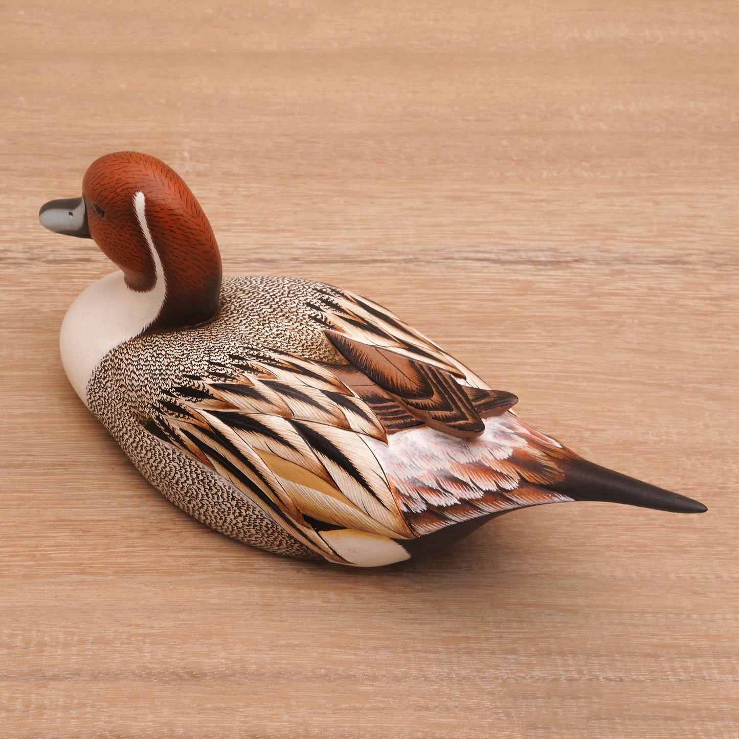 NOVICA Pintail Duck Wood Statuette, Brown