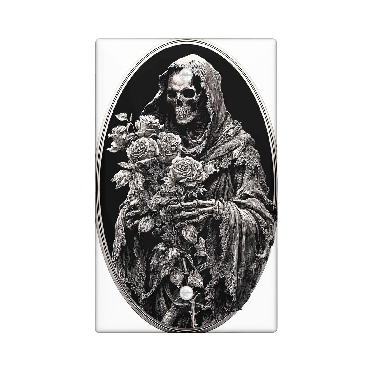 Creepy Floral Light Switch Cover Plates/Outlet Covers, Roses for Halloween Decor, Thermoplastic Wall Plates, Standard Size Blank Cover Plate