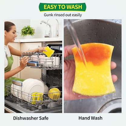 Sponges Kitchen, Heavy Duty Dish Sponge 24 Pack, Scrub Cleaning Sponge for Dishes, Non-Coated Cookware, Sink & Countertops, Multipurpose Cleaning Supplies for Home, Kitchen & Bathroom