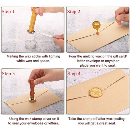 Yoption Orchid Flowers Wax Seal Stamp Kit with Sealing Wax Sticks and Gift Box for Wedding, Party Invitations, Christmas, Envelopes