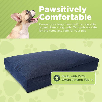 XX-Small - 18 x 12 x 4 - Cranberry Premium Organic Hemp Dog Bed - CertiPUR Fill - Removeable Cover