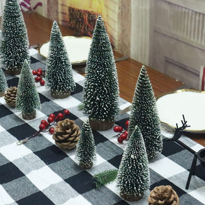 Small Christmas Tree,Mini Christmas Tree, Mini Pine Tree, Bottle Brush Fake Trees with Wooden Base for Tabletop Decorative (Plant Green)