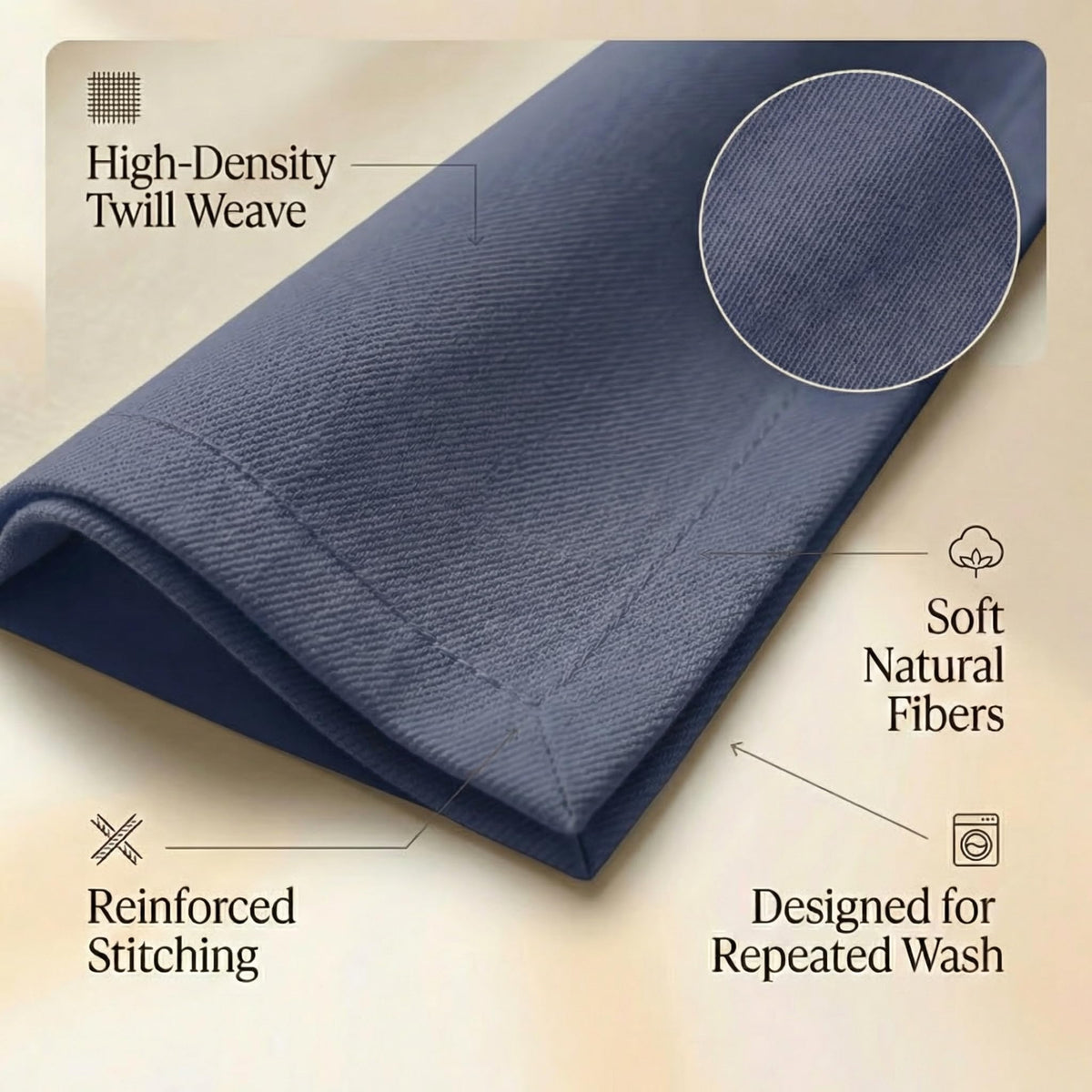 ACCENTHOME Accent Home 100% Cotton Napkins, Delicate Cloth Napkins for Dinners, Parties and Weddings，18 x 18 Inch Set of 12 - Navy