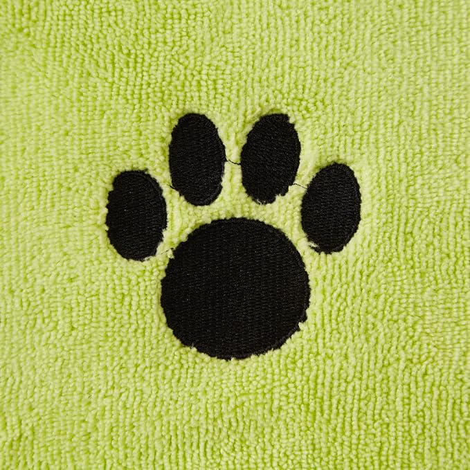 Bone Dry Pet Grooming Microfiber Towel, Embroidered Collection, X-Large,41x23.5, Lettuce Green (Pack of 2)