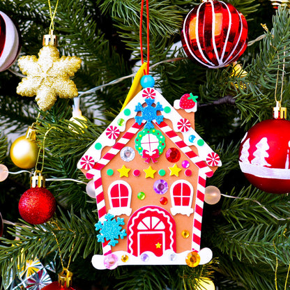 Winlyn 24 Sets Christmas Craft Kits Winter Crafts DIY Gingerbread House Ornaments Decorations Art Sets Festive Foam Stickers Holiday Arts and Crafts for Kids Home Classroom Activities Party Favors