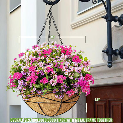 Karlliu 4 Pack 12 Inch Hanging Planters for Outdoor Plants Metal Watering Flower Baskets with Coco Liner for Outside Panting Plant Holder Pot for Home Garden Porch Balcony Railings Decor