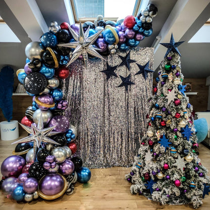 Galaxy Space Balloon Arch Garland Kit for Outer Party Decorations,144Pcs Chrome Metallic Blue Purple Silver Navy Blue Black Balloons for Boys Kids Baby Shower Party Solar System Supplies