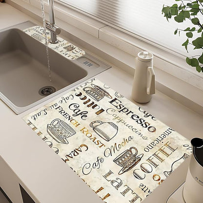2Pcs Dish Drying Mats Faucet Mats Sets Large Size Coffee Mats Sink Faucet Mat
