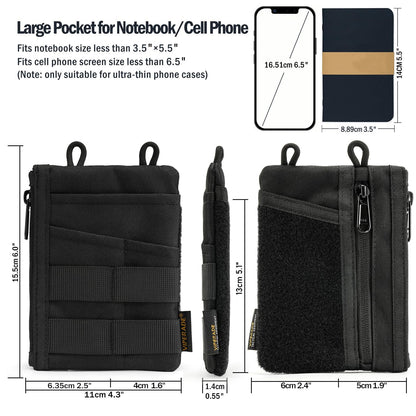 VIPERADE VE18 EDC Pouch, Pocket Organizer for Men, EDC Pocket Organizer, 3 Slots with 2 Zipper Pockets, Multitool Pouch (Black)