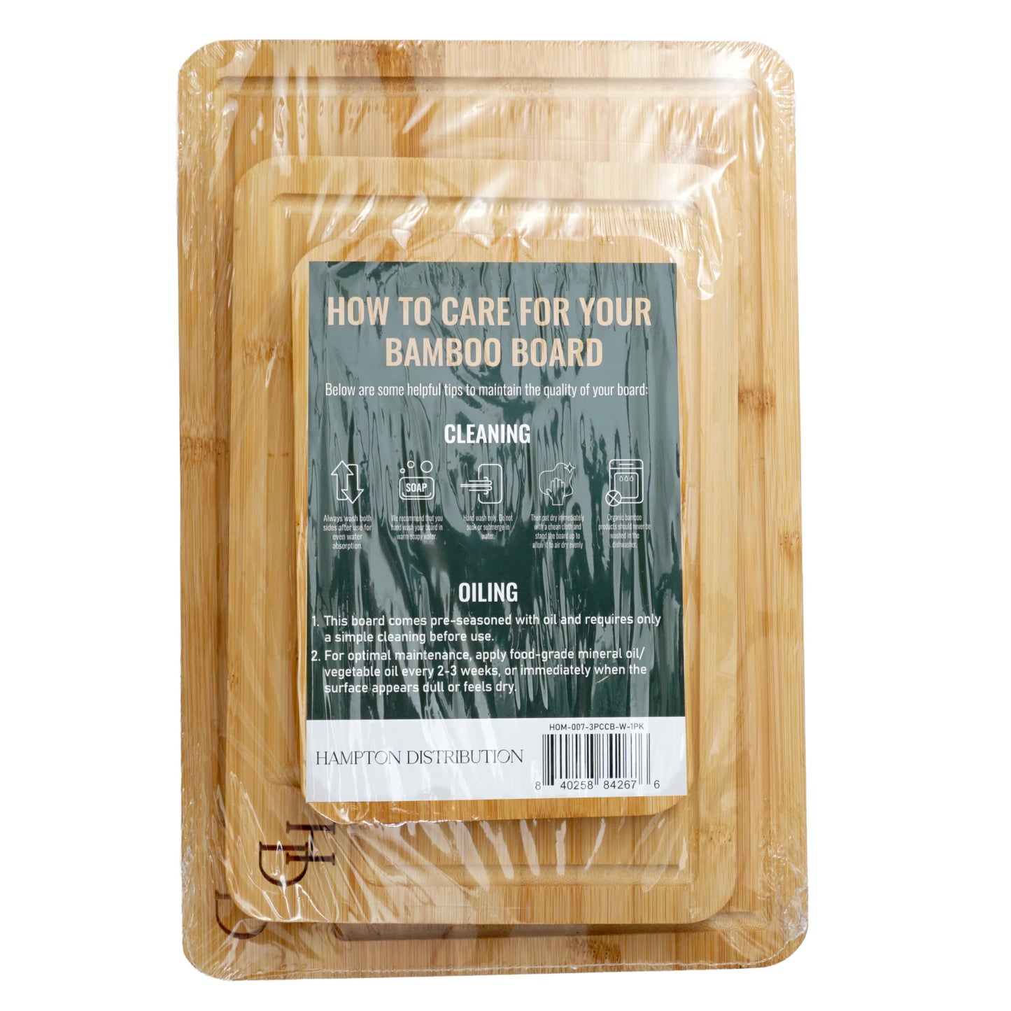 3 Piece Bamboo Cutting Board Set, Cutting Boards For Kitchen, Hampton Distribution
