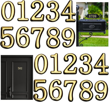 opasyo 30 Pieces Mailbox Numbers for Outside 2 inch 0-9 Self-Adhesive Mail Box Numbers,3D Gold House Numbers for Mailbox, Apartment, House, Trash Bins,Office Hotel Room (Gold, 2inch)