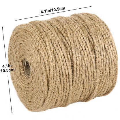 Vivifying 4mm Jute Twine, 328 Feet 4 Ply Natural Strong Brown Jute Rope for Garden Plants, Crafts, Hanging and Decoration