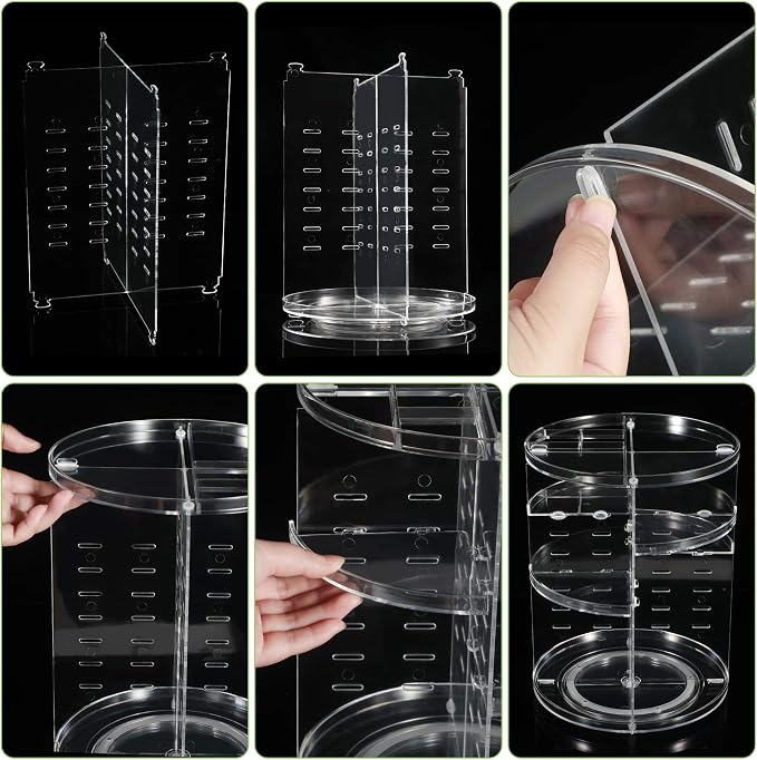 COYAHO 360 Rotating Makeup Organizer, Spinning Countertop, Cosmetic Holder Shelf, Make Up Organizers and Storage for Bedroom, Transparent