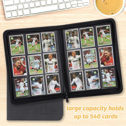 Foalgo 9 Pocket Card Binder, Premium Zip Trading Card Binder, 540 Double Sided Pocket PU Collection Binder, Collector Album, Card Folder for MTG, TCG, Sports Cards (Black)