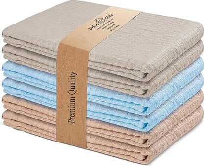 Urban Villa Kitchen Towels Waffle Dish Cloths Multi Color Set of 6 Over Sized