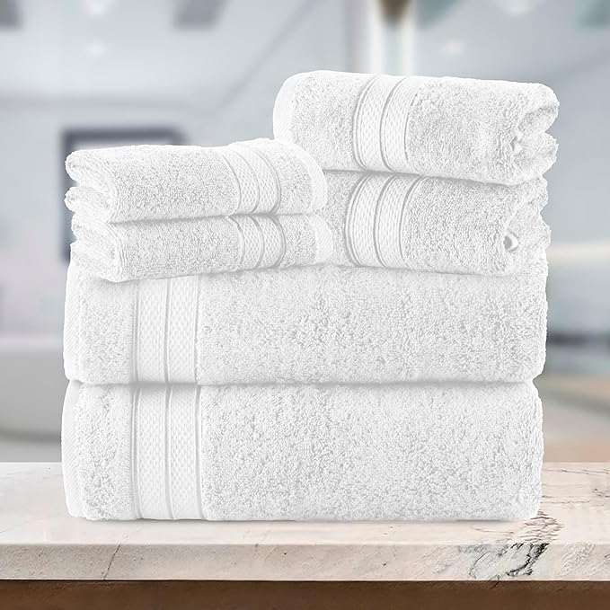 Elegant Comfort Luxury 6-Piece Towel Set, Premium Soft 100% Turkish Cotton