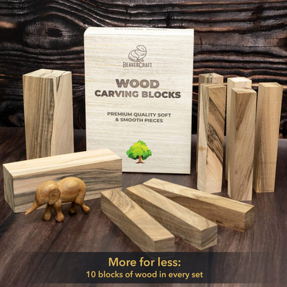 BeaverCraft Walnut Wood for Carving BW10 pcs Wooden Blocks for Whittling and Crafts - Wood Carving Blocks for Creative Projects