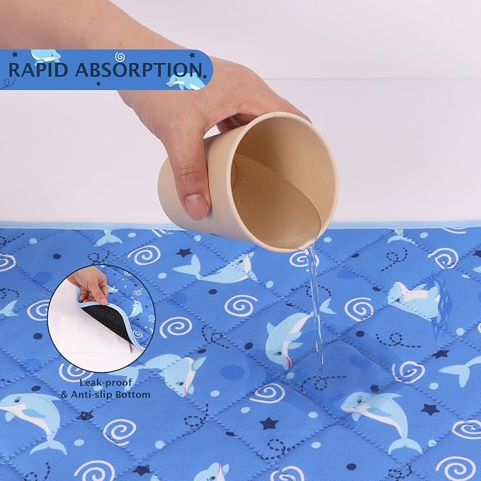 IEUUMLER Washable Pee Pads for Dogs, 1 Pack Non-Slip & Waterproof Pack Whelping Pad, Reusable Washable Puppy Potty Training Pad with Fast Absorbent for Playpen EU007 (Dolphin, 63"X63"-1pcs)