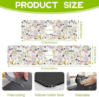 Kitchen Sink Splash Colorful Mushrooms Guard Faucet Mat Super Absorbent Fast